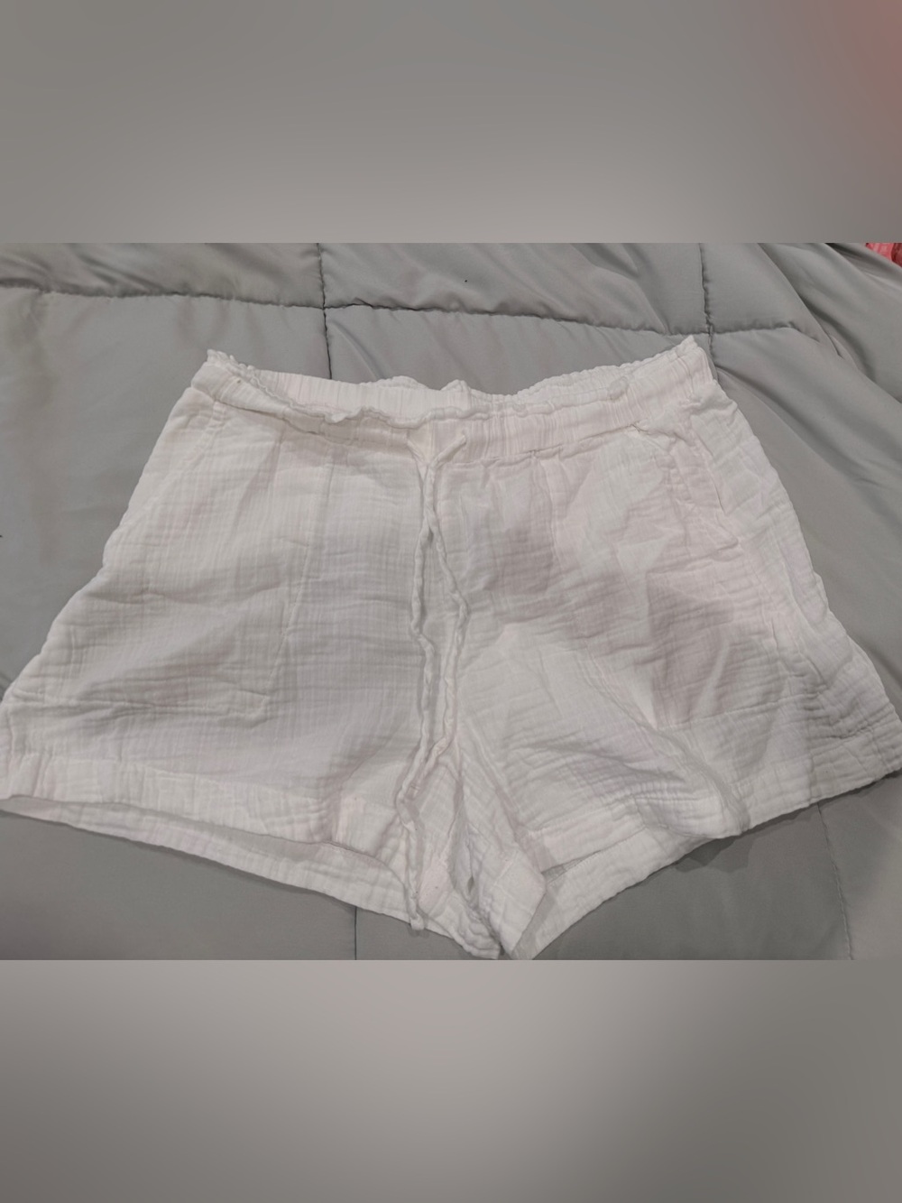 NWOT High-Waist White Cotton Drawstring Women’s Shorts - Picture 2 of 3